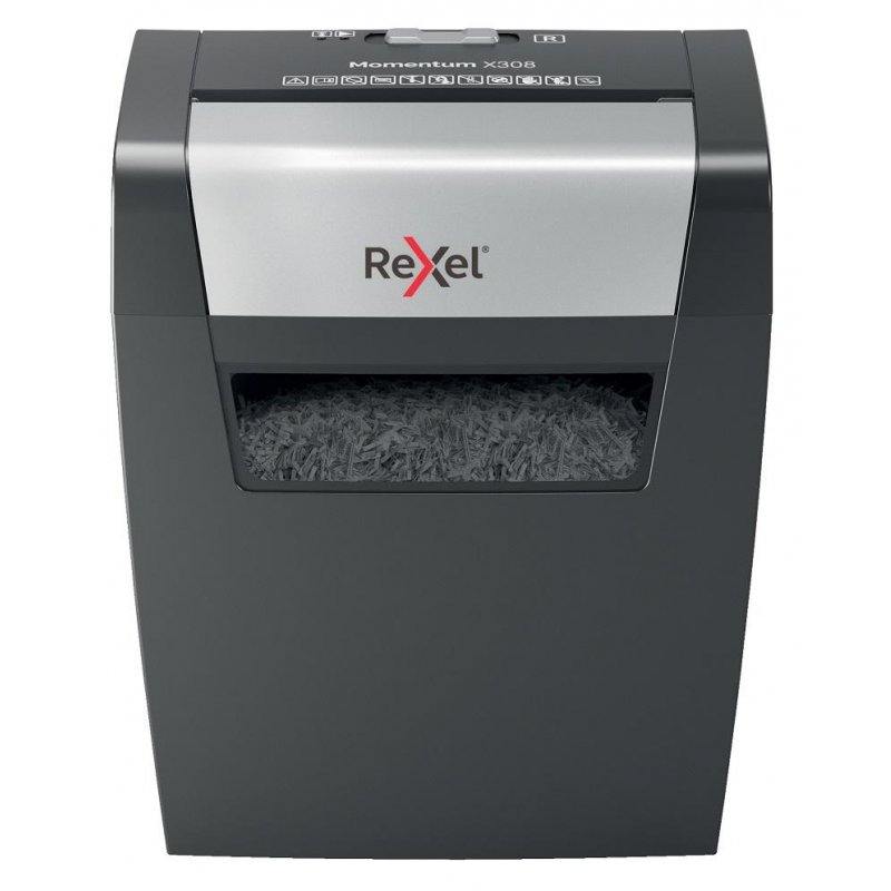 Уничтожитель (шредер) Rexel Momentum X308, 1-3 человека, 3 уровень секретности, фрагменты 5×42 мм, 8 листов, 15 л