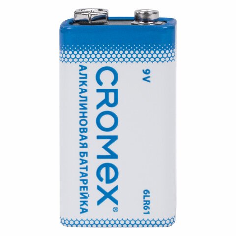 Батарейки алкалиновые КОМПЛЕКТ 4 шт., CROMEX Alkaline, Крона 9V (6LR61, 6LF22, 1604A), короб