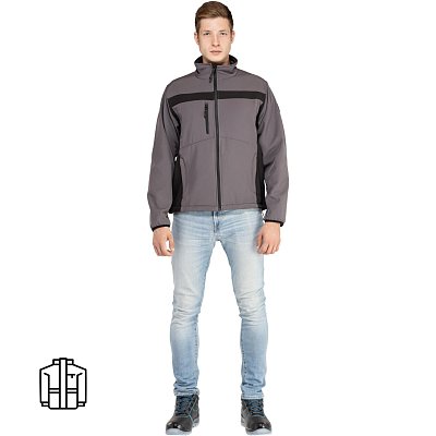 Куртка муж демисезонная софтшел LULEA cер/черн р.3XL(арт. LULE2GR3X)