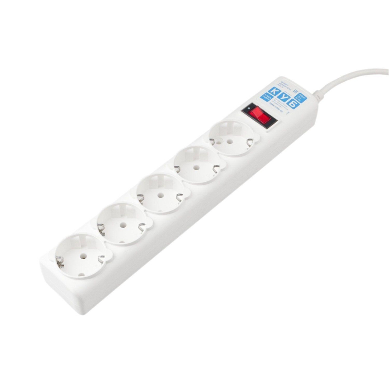Сетевой фильтр Power Cube B 5.0 м 5 роз (белый) 10А/2.2кВт(SPG-B-15-WHITE)