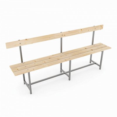 Скамья СТ-6 со спинкой сосна (дерево, металл 2000×395×860 мм)