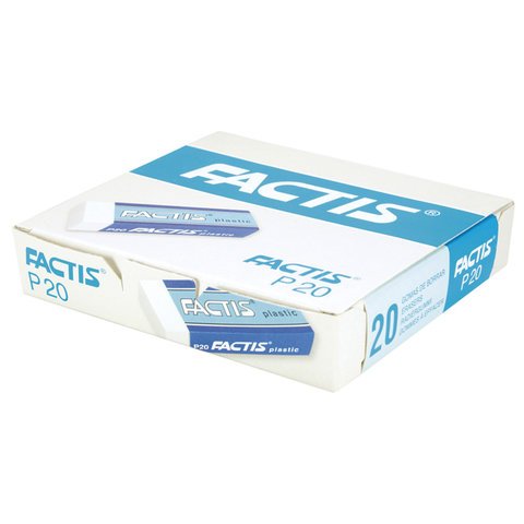 Резинка стирательная FACTIS Plastic P 20 (Испания), 61×22×11 мм, мягкая, картонный держатель