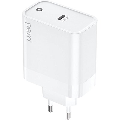 Зарядное устройство сетевое PERO TC16 GaN, USB-C PD, 65W белый