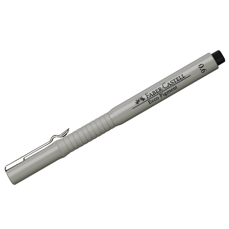 Ручка капиллярная FABER-CASTELL «Ecco Pigment», ЧЕРНАЯ, корпус серый, линия письма 0.6 мм