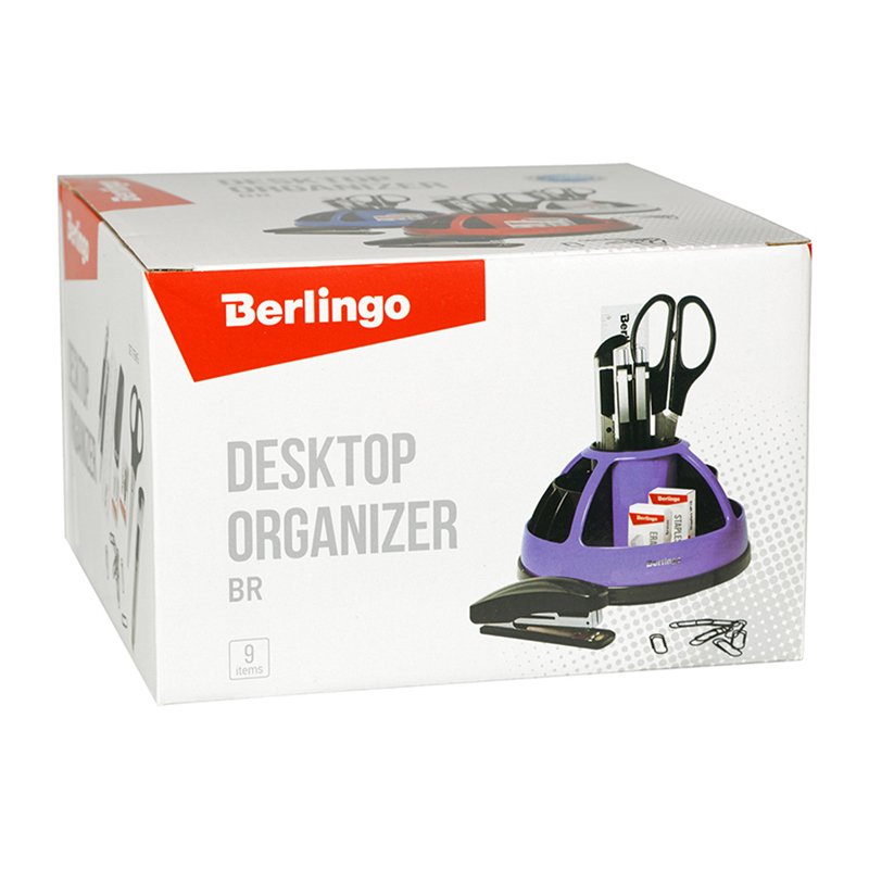 Настольный органайзер Berlingo «BR», 9 предметов, вращающийся, черный/фиолетовый
