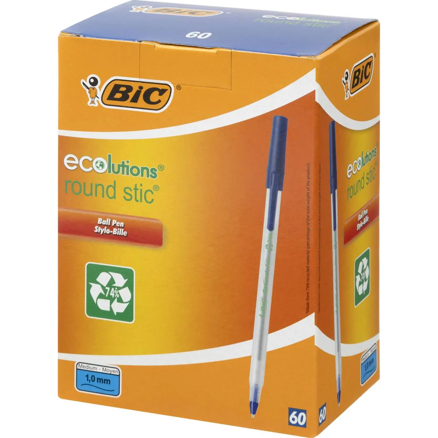 Ручка шариковая неавтоматическая эко BIC Round Stic Eco синяя (толщина линии 0.32 мм)