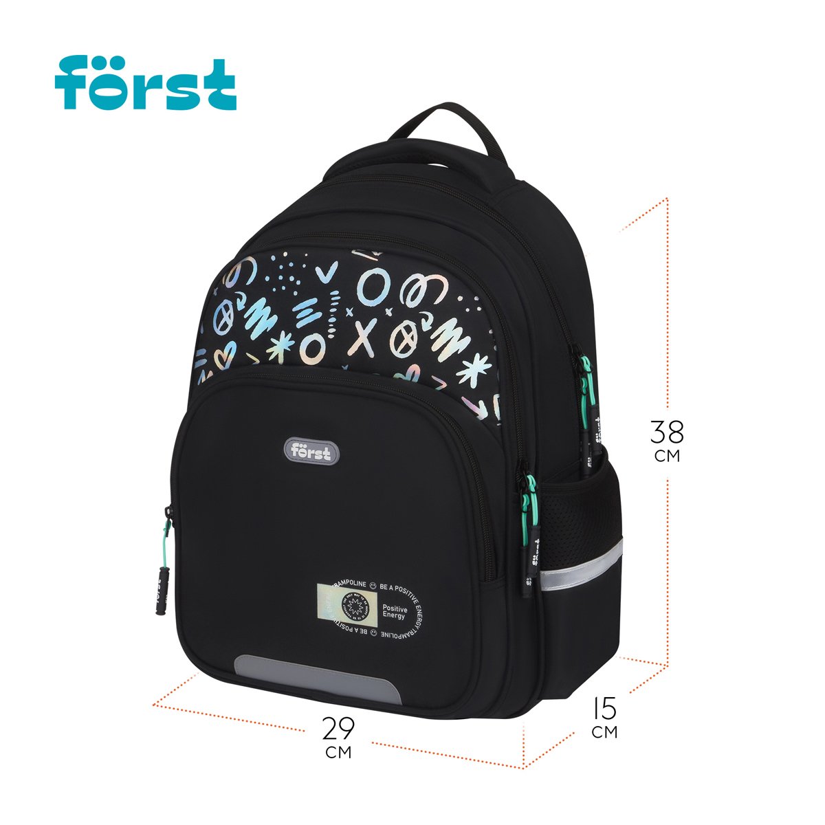 Рюкзак Först F-Comfy «Positive energy» 38×29×15см, 2 отделения, 3 кармана, анатомическая спинка