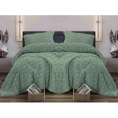 Постельное белье 1.5сп бязь набив. 120г/м2 (нав.70×70 2шт. ), Контур зеленый