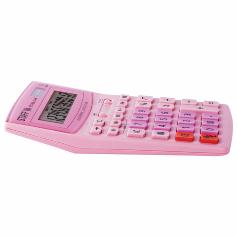 Калькулятор настольный STAFF STF-888-12-PK (200×150 мм) 12 разрядов, двойное питание, РОЗОВЫЙ, 250452