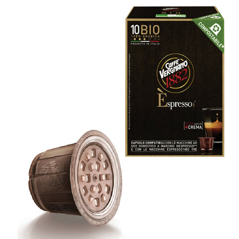 Капсулы для кофемашин NESPRESSO, Bio 100% Arabica, натуральный кофе, 10 шт. х 5 г, VERGNANO