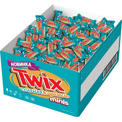 Шоколадный батончик Twix соленая карамель minis, 2.7кг/уп