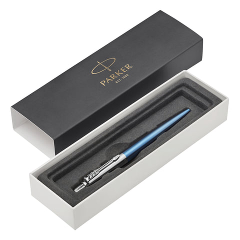 Ручка шариковая Parker Jotter Waterloo Blue CT синяя голубой корпус (артикул производителя 1953191)