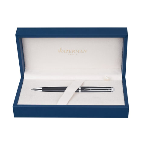 Ручка подарочная шариковая WATERMAN «Hemisphere Matt Black CT», черный матовый лак, хромированные детали, синяя, S0920870