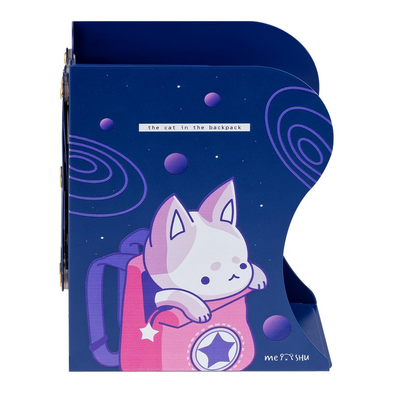 Подставка для книг MESHU «Space Cat», 3 отделения, раздвижная