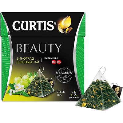 Чай Curtis Beauty зеленый с виноградом и жасмином 15 пакетиков-пирамидок