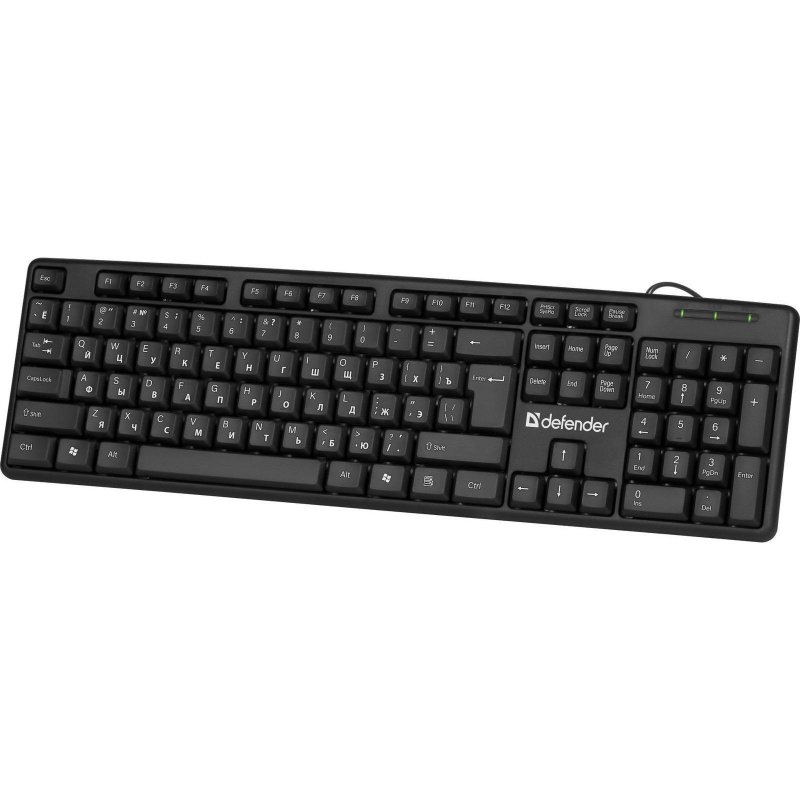 Клавиатура проводная DEFENDER Element HB-520, USB, 104 клавиши + 3 дополнительные клавиши, черная