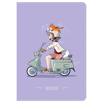 Обложка для паспорта MESHU «CatBike», ПВХ, 2 кармана