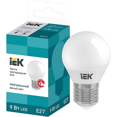 Лампа светодиодная Eco G45 9Вт шар 4000К E27 IEK LLE-G45-9-230-40-E27