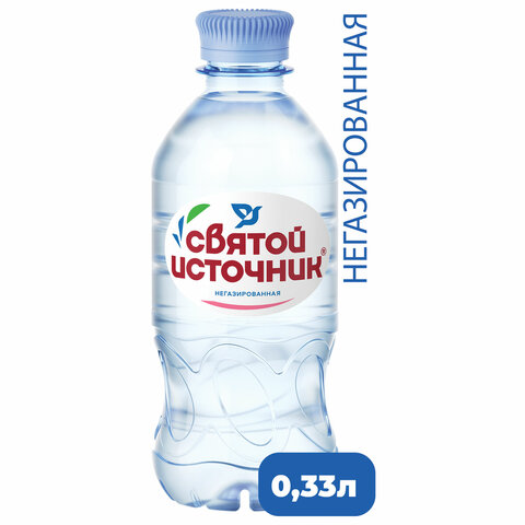 Вода негазированная питьевая «Святой источник», 0.33 л, пластиковая бутылка