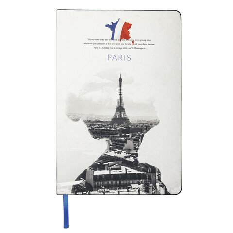 Блокнот А5 (143×210 мм), BRAUBERG VISTA «Paris», под кожу, твердый, 80 л. 
