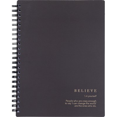 Тетрадь общая, BS, А5, 120л., клетка, спираль. Believe, черный N4200