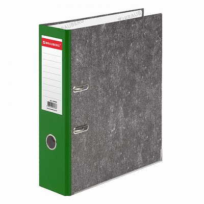 Папка-регистратор BRAUBERG, фактура стандарт, с мраморным покрытием, 80 мм, зеленый корешок