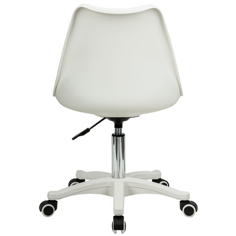 Кресло стул BRABIX «Eames MG-310 PL», пластик белый, экокожа белая