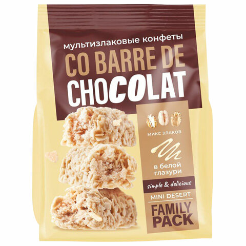 Конфеты мультизлаковые CO BARRE DE CHOKOLAT с белой глазурью, 135 г