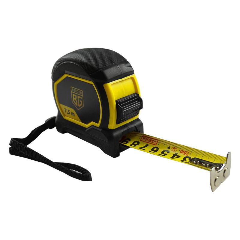 Рулетка ударопрочная 7.5мx25мм с магнитным зацепом BERGER BG1353