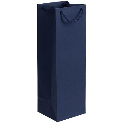 Пакет подарочный под бутылку Vindemia (38×12×11.2 см, синий)