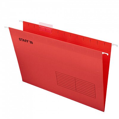 Подвесные папки A4/Foolscap (404×240 мм) до 80 л., КОМПЛЕКТ 10 шт., красные, картон, STAFF