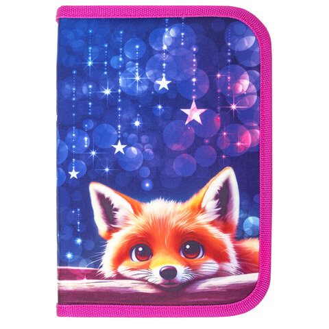 Пенал BRAUBERG, 1 отделение, 2 откидные планки, полиэстер, 21×14 см, Cute fox