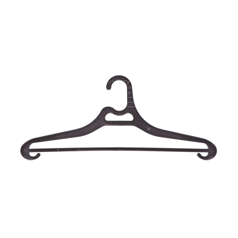 Вешалка-плечики Office Clean, набор 3шт, пластик, плоская, перекладина, крючки, 44см (р.48-52), черны