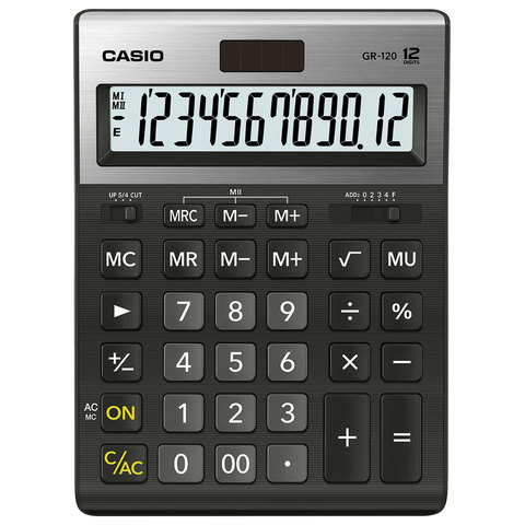 превью Калькулятор настольный Casio GR-120-W-EP 12-разрядный черный