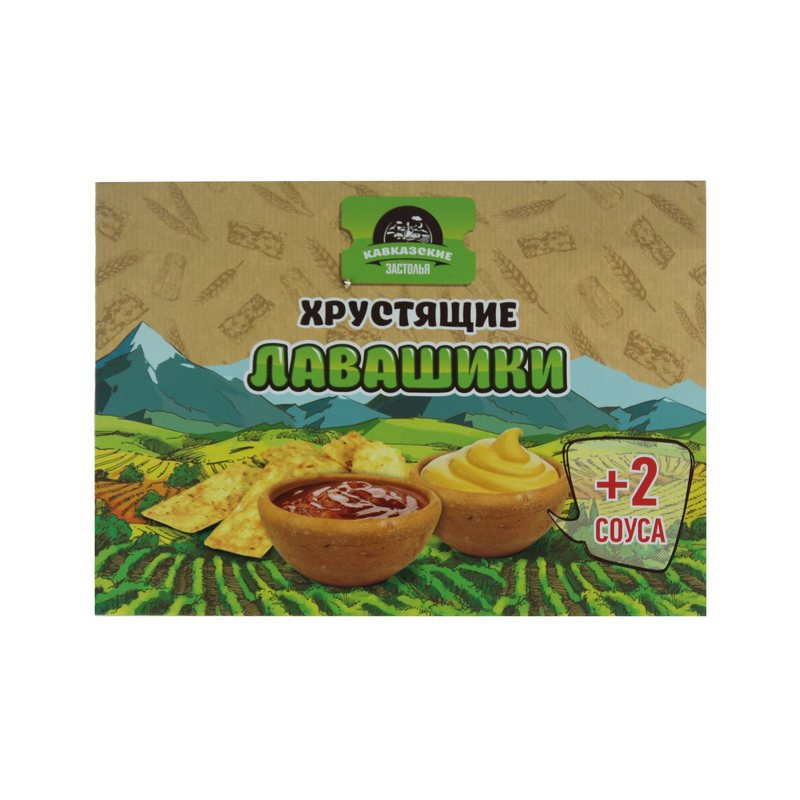 превью Сухари Кавказские застолья лавашики хрустящие + 2 соуса 60 г
