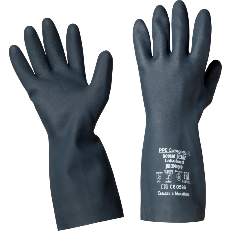 Перчатки защитные неопрен Lakeland Neosol EC30F цв. черный р.10