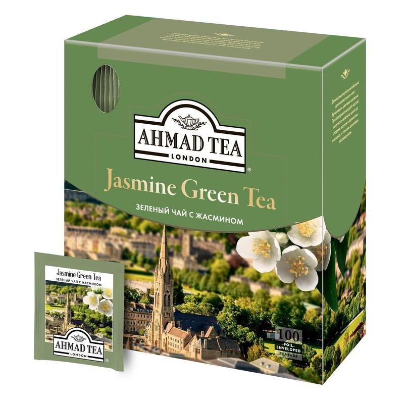 Чай зеленый Ahmad Tea Green Jasmine (100 пакетиков в упаковке)