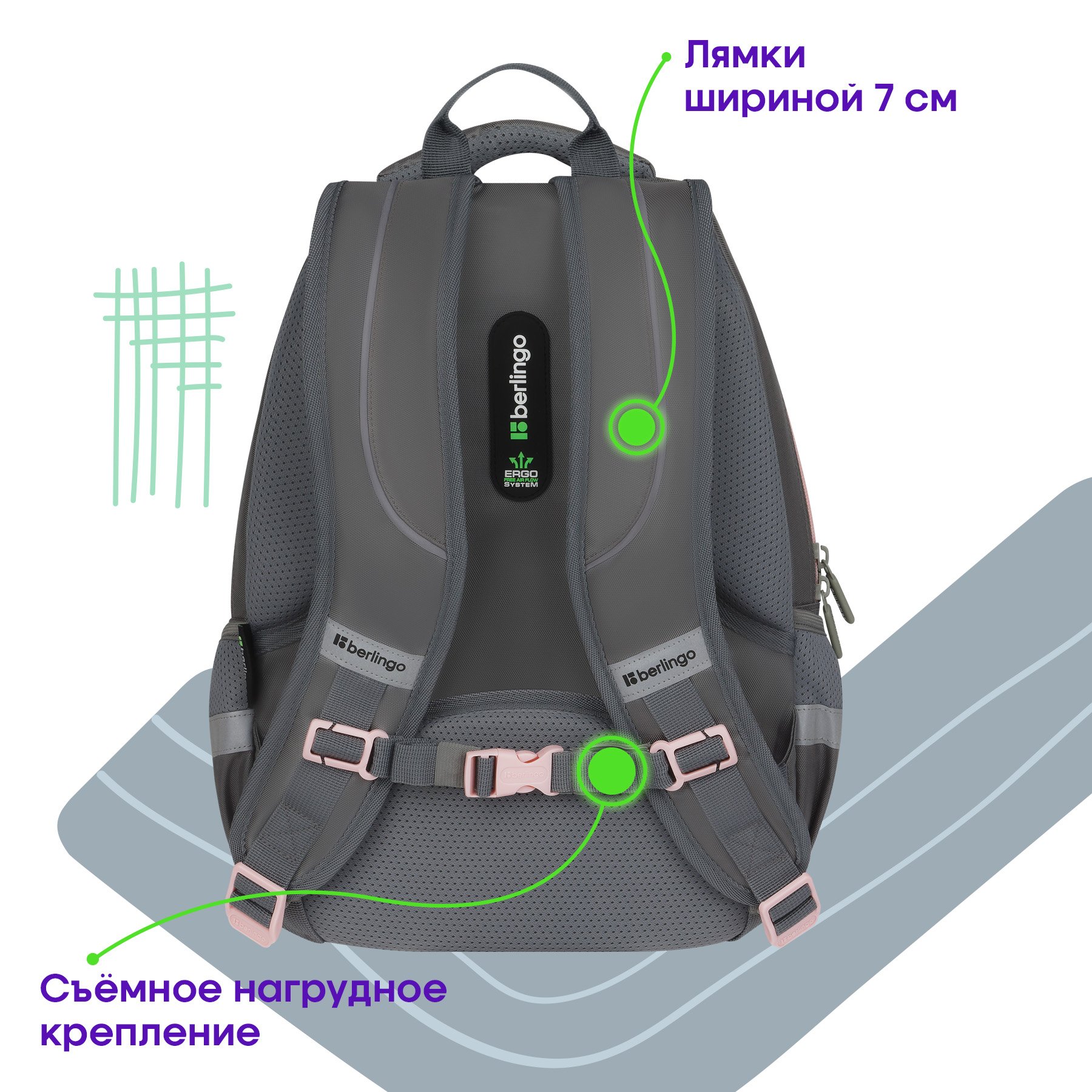 Рюкзак Berlingo Comfort «Flower» 38×27×18см, 3 отделения, 2 кармана, эргономичная спинка