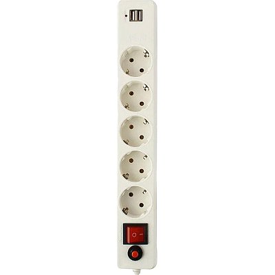 Сетевой фильтр Гарнизон ECL-5-U2-W-1.8 5р/1.8м, 10А, 2xUSB, белый