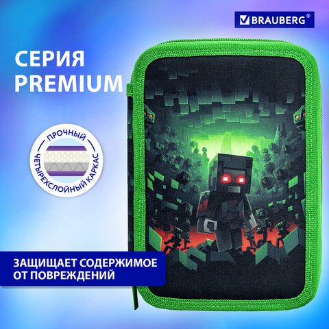Пенал BRAUBERG, 3 отделения, полиэстер, 21×14 см, «Night warrior»