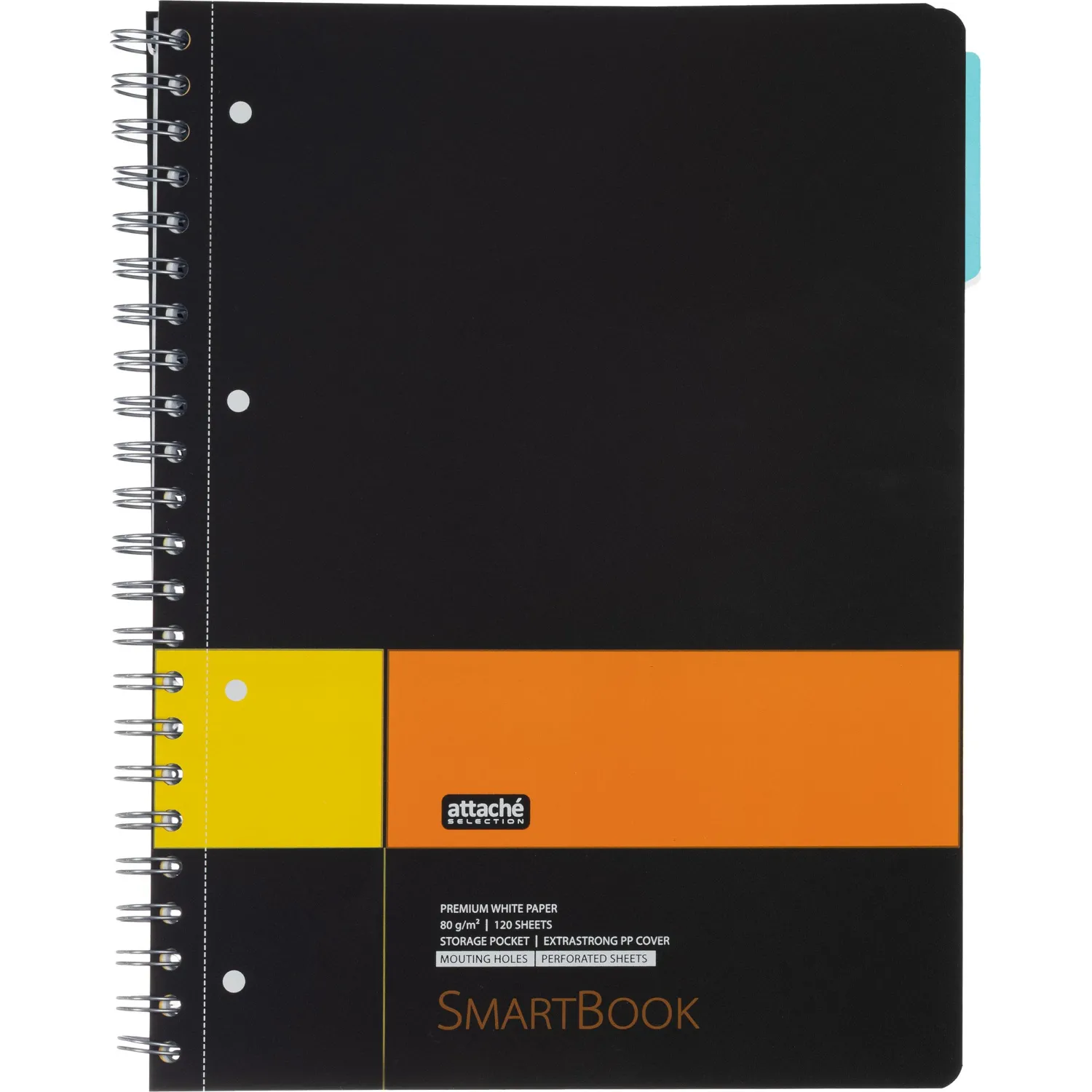 превью Бизнес-тетрадь SMARTBOOK (А4, 120л, клетка, спираль, разд, карман, жел-оранжевый)