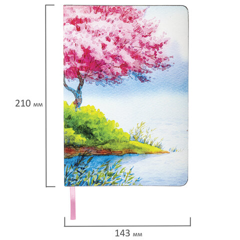 Блокнот А5 (143×210 мм), BRAUBERG VISTA «Spring weather», под кожу, гибкий, 80 л. 