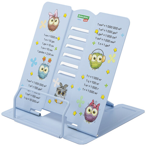 превью Подставка для книг и учебников большая BRAUBERG KIDS «Cute Owl» с единицами измерения, регулируемый угол наклона, металлическая