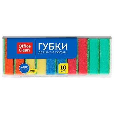 Губки для посуды OfficeClean, поролон с абразивным слоем, 80×53×26мм, 10шт. 