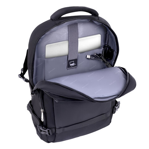 Рюкзак BRAUBERG FUNCTIONAL с отделением для ноутбука, 2 отделения, USB-порт, Solid, 46×31х15 см