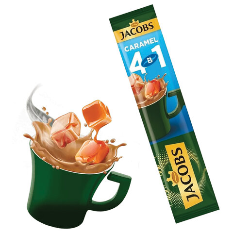 Кофе растворимый JACOBS «4 в 1 CARAMEL», 13.5 г, пакетик