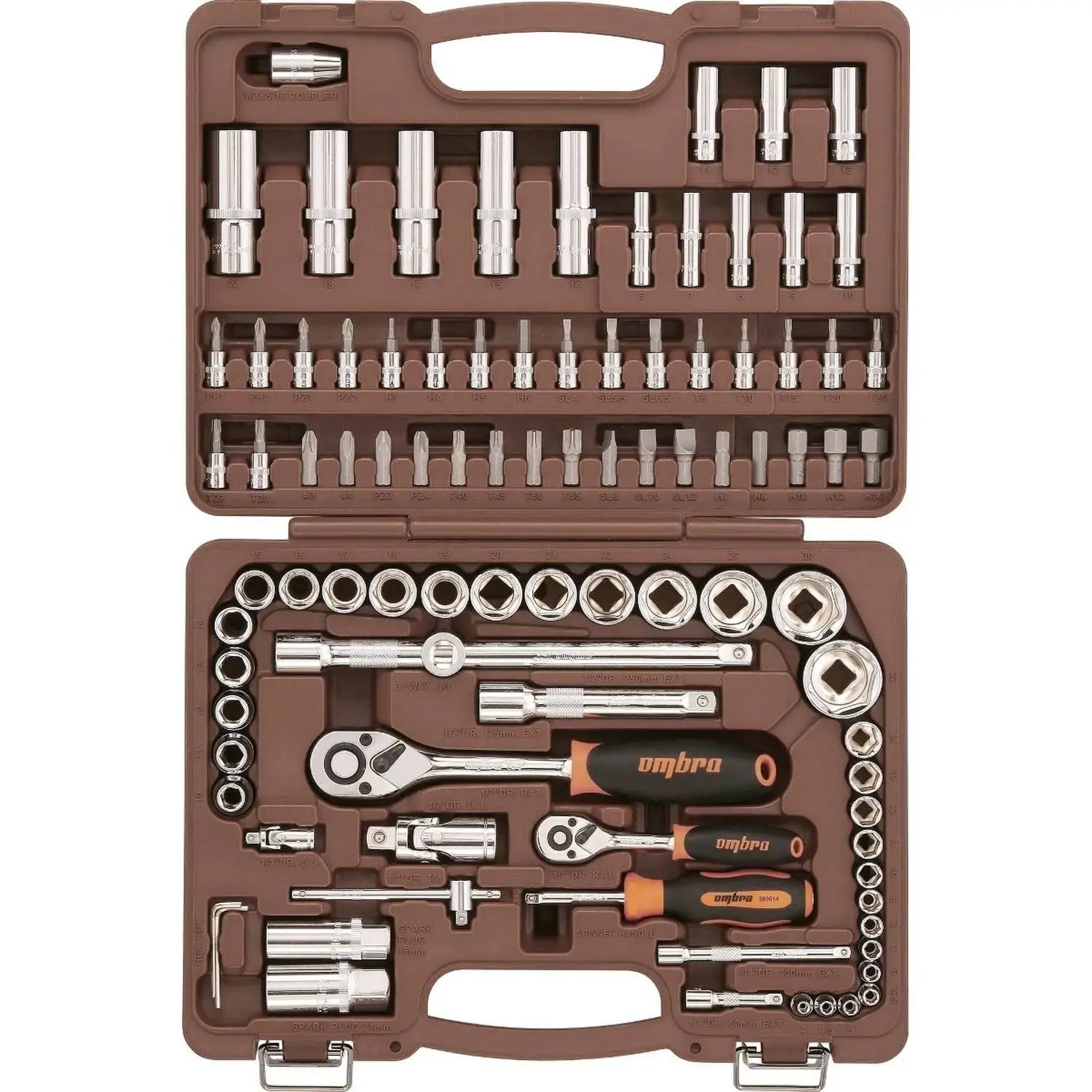 превью Набор инструмента автомобильный Ombra 1/2" 1/4" в чемодане 94 предмета для дома (OMT94S)