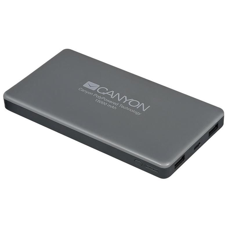 Внешний аккумулятор Canyon Li-Pol 15000 mAh серый (CNS-TPBP15DG)