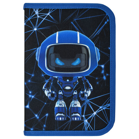 Пенал BRAUBERG, 1 отделение, полиэстер, 21×14 см, «Evil robot»