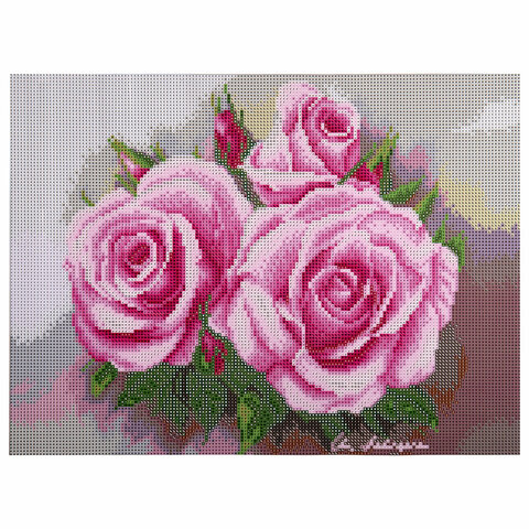 Картина стразами (алмазная мозаика) 30×40 см, ОСТРОВ СОКРОВИЩ «Нежность роз», без подрамника